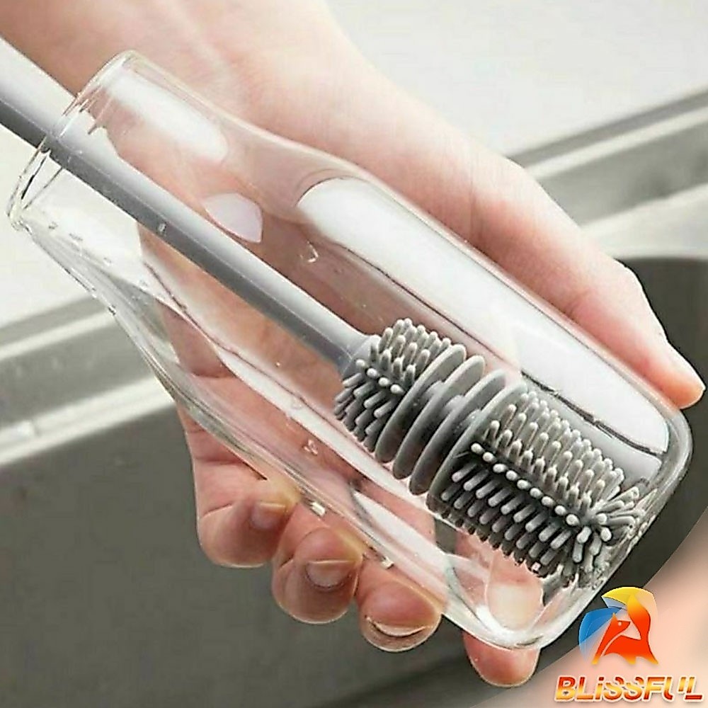 B.F แปรงล้างขวด ซิลิโคน แปรงล้างขวดด้าม ยาว 32 cm อุปกรณ์ล้างขวดนม  พร้อมส่ง Bottle brush