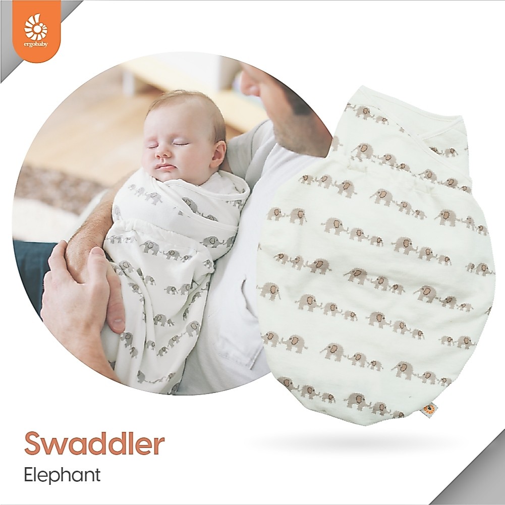 Ergobaby Swaddler - Elephant ผ้าห่อตัวทารกกันสะดุ้ง ออกแบบตามหลักสรีระศาสตร์