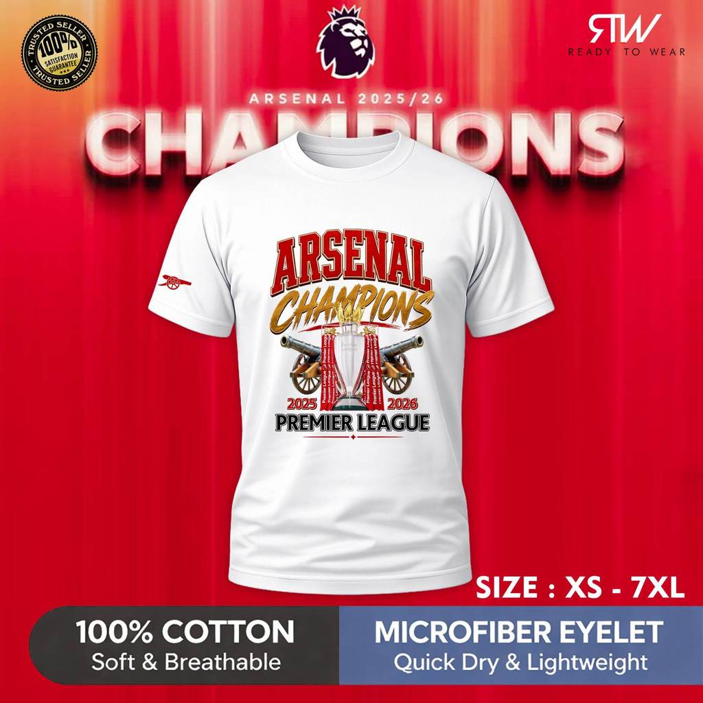 เสื้อยืดพิมพ์ลาย Gunners COYG Champion 2026 คอลูกเรือแขนสั้นโพลีเอสเตอร์