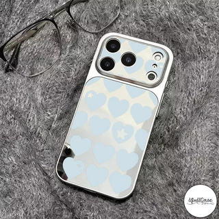 เคสไอโฟน 17เคสกระจก หัวใจสีพาสเทล สไตล์ฮิตกันกระแทก น่ารักสำหรับ IPhone 17 16 Air 15 11 13 12 14 Pro Max X XR 15 16 Plus