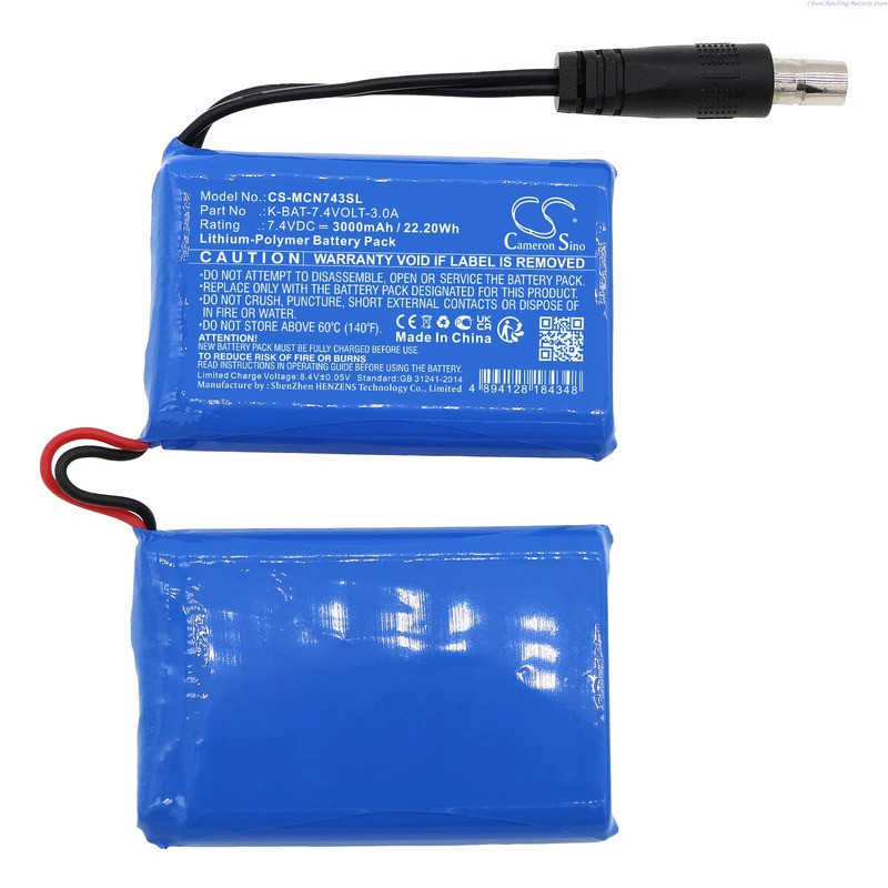 Cameron Sino 7.4V 3000mAh เสื้อผ้าอุ่นแบตเตอรี่ K-BAT-7.4VOLT-3.0A สําหรับ Macna/Klan-e ถุงมือ, ถุงเ