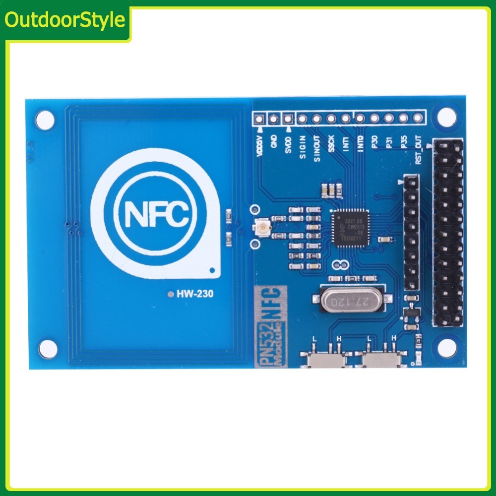 สไตล์กลางแจ้ง♫ PN532 โมดูลเครื่องอ่านการ์ด NFC UART พอร์ต 13.56MHz แบบพกพาสําหรับ Raspberry PI Board