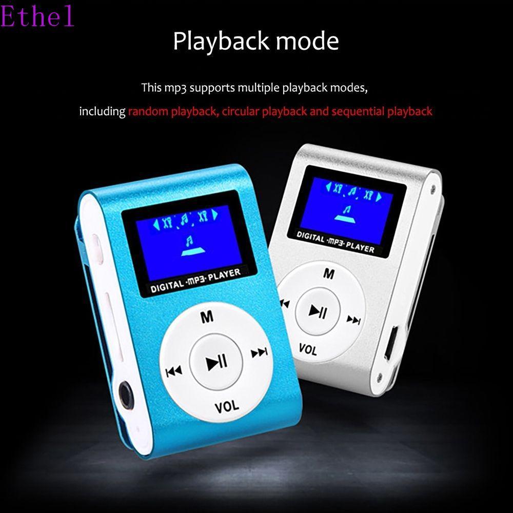 ETHEL เครื่องเล่น MP3 ขนาดเล็กแบบพกพา, เสียงไม่สูญเสียพร้อมหน้าจอ LCD USB MP3 เครื่องเล่นเพลง, หลายสี Slim Touch Keys คลิปโลหะนักเรียน Walkman กีฬา