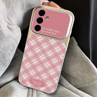 ลายสก็อตสีชมพู เคส For Samsung A27 A37 A57 S26 A07 A17 A56 A36 A06 A16 A35 A55 A15 เคสโทรศัพท์หนังแกะ เคสโทรศัพท์