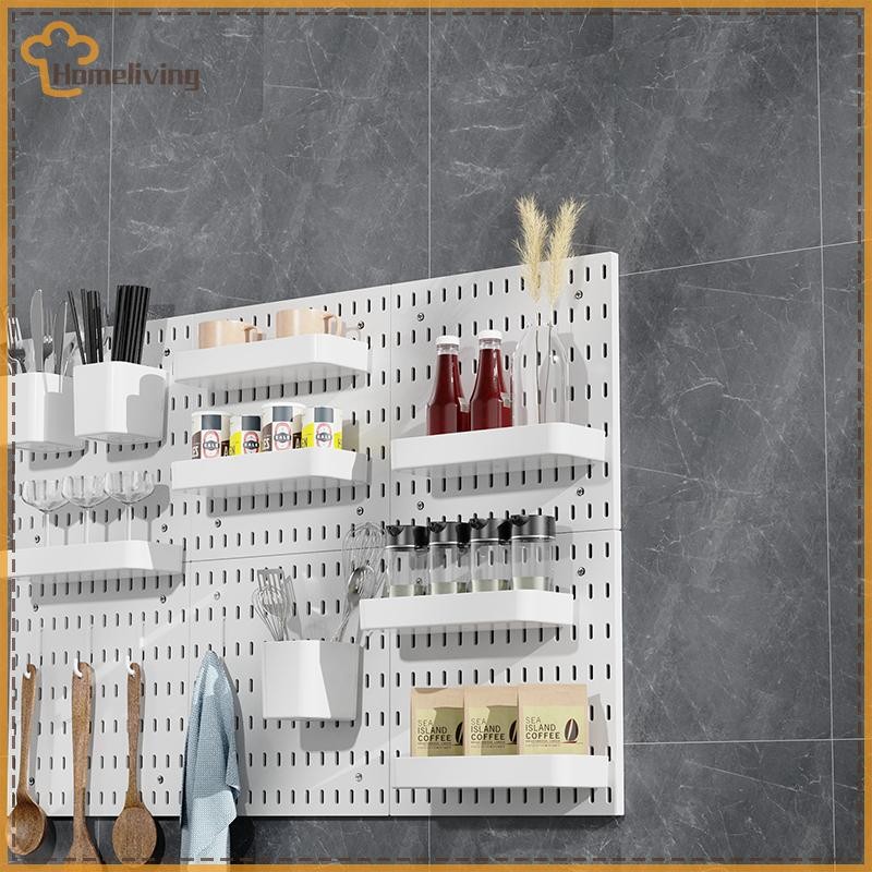 บ้านชั้นวางของติดผนัง Pegboard จอแสดงผล DIY Pegboard Kit Hole Board สําหรับแผงผนังตกแต่งบ้านชั้นวางของตกแต่ง TH