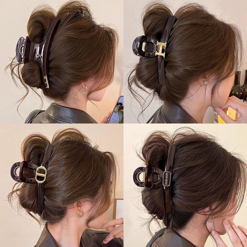 คลิปหนีบผมขนาดใหญ่น้ำตาล สำหรับจัดแต่งทรงผม