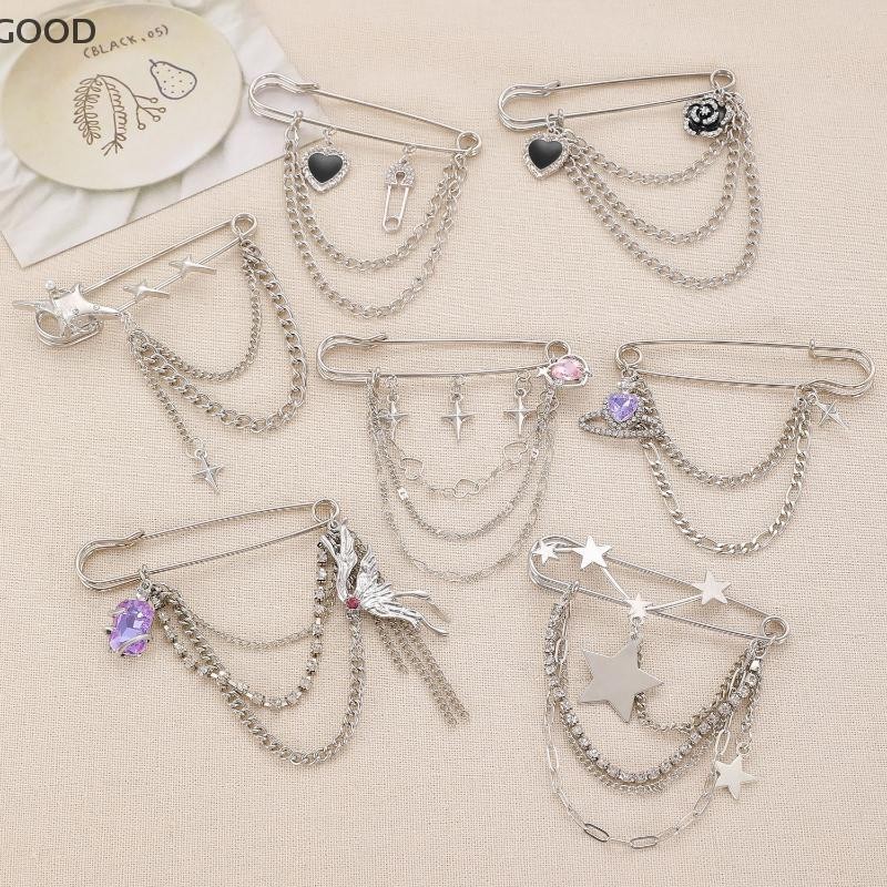 ดี Punk sel เข็มกลัด Love CHAIN คลิปหนีบกระดาษ Multi องค์ประกอบ Retro กางเกง Cool Hip-Hop Gothic เข็มกลัดอุปกรณ์เสริม lm1