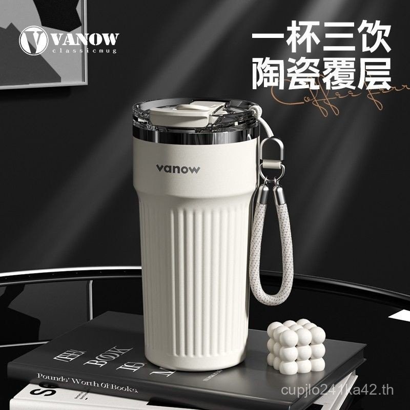 VANOW Thermos Cup Boys Girls Coffee Cup High-value Ceramic Liner Out แบบพกพาแบบพกพาฟางถ้วยน้ํา E0YI