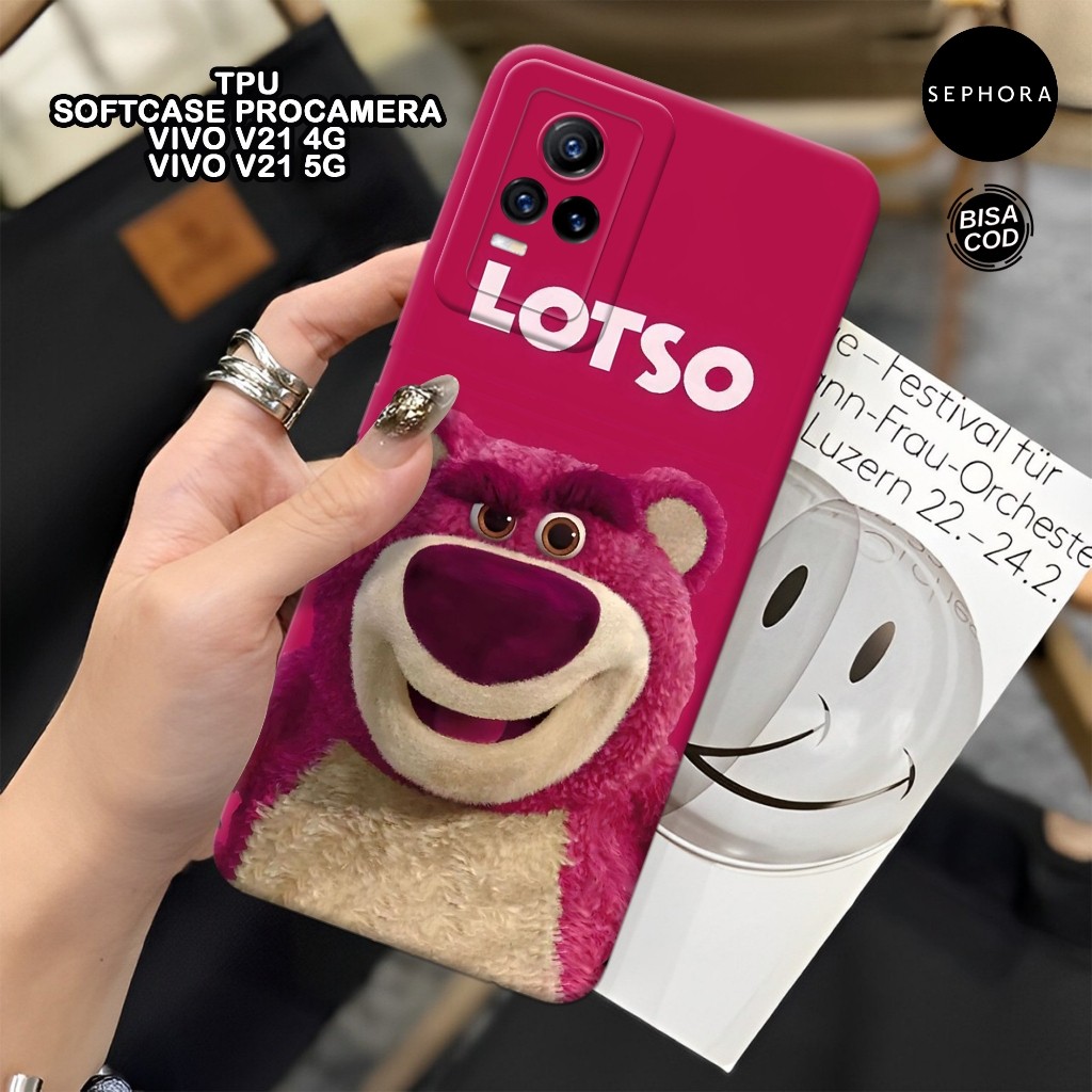 HP ล่าสุด VIVO V21 4G / 5G Softcase - เคสแฟชั่น BearLotso - เคส VIVO V21 4G / 5G - เคสกล้อง Pro - เค