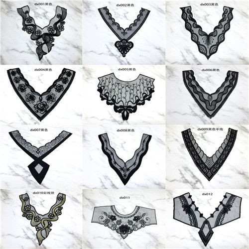 มือ-Sewn สไตล์ Anti-glare ปลอกคอปลอมด้านหน้าดอกไม้ตกแต่งลูกไม้คอด้านหน้าเสื้อผ้าอุปกรณ์เสริม 9TFD