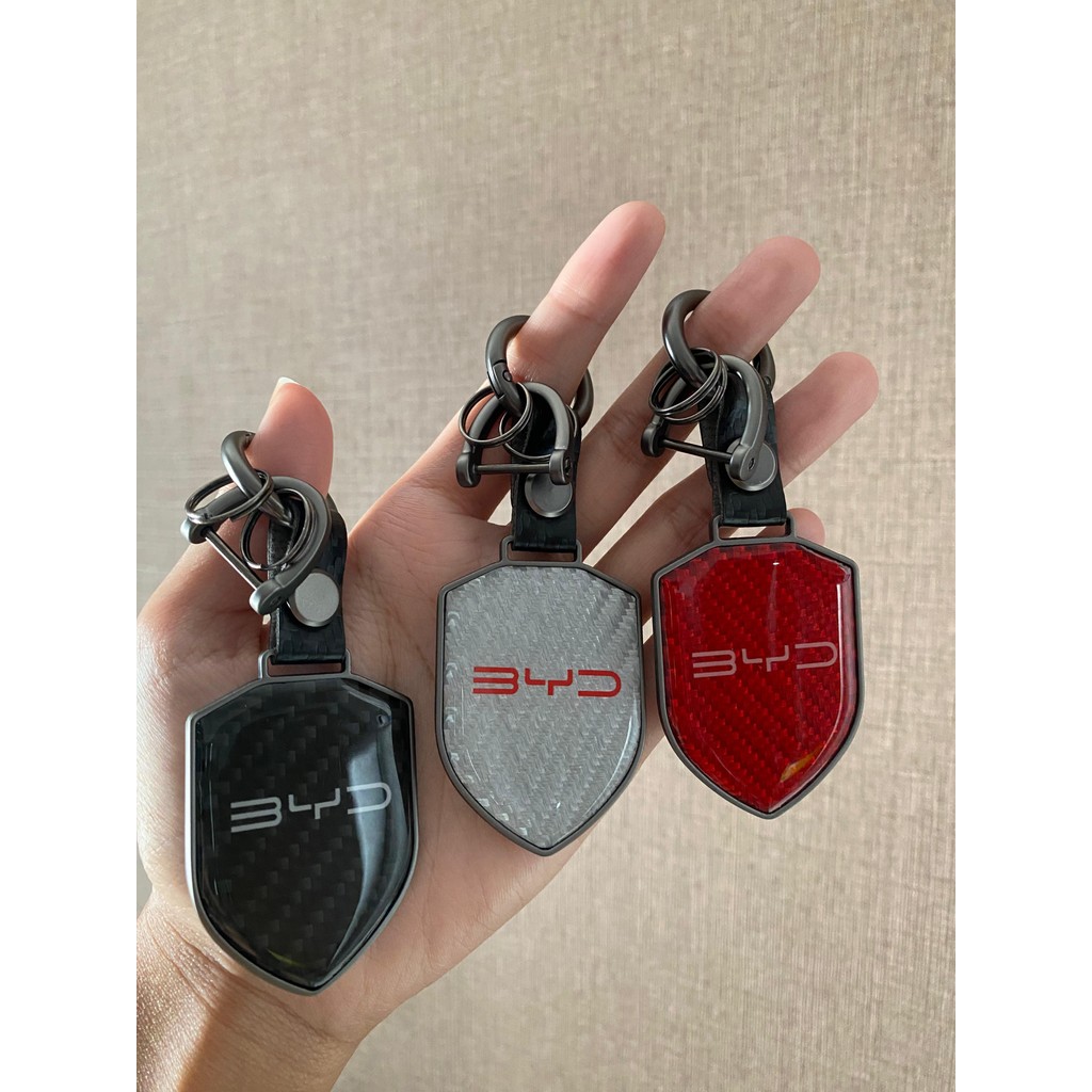 GANTUNGAN BYD Logo Carbon พวงกุญแจรถ