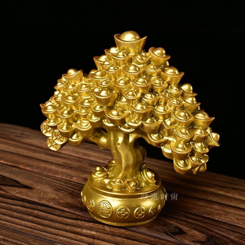 เงิน Ingot Fortune Tree Lucky Pendulum ห้องนั่งเล่น Shop Home Office ตกแต่งเปิดเงินของขวัญต้นไม้ ang