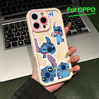 For เคสโทรศัพท์ OPPO กรอบเลนส์สีชมพู A3 A3X A60 5G ตัวการ์ตูนน่ารัก A9 A18 A38 A15 A15s A60 A35 A17 A17K A79 5