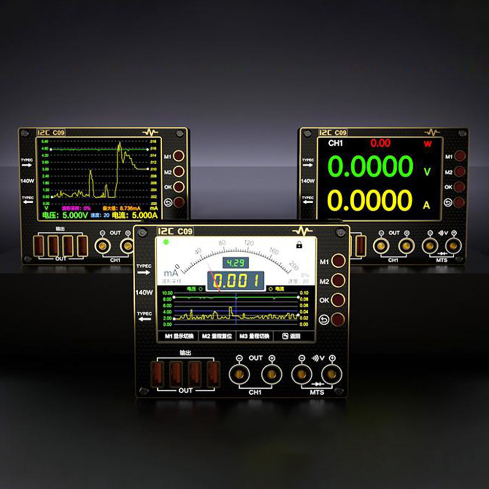 C09 I2C แอมป์มิเตอร์แบบคลื่นอินพุต 0-40V เครื่องทดสอบแรงดันไฟฟ้าและกระแสสองช่อง