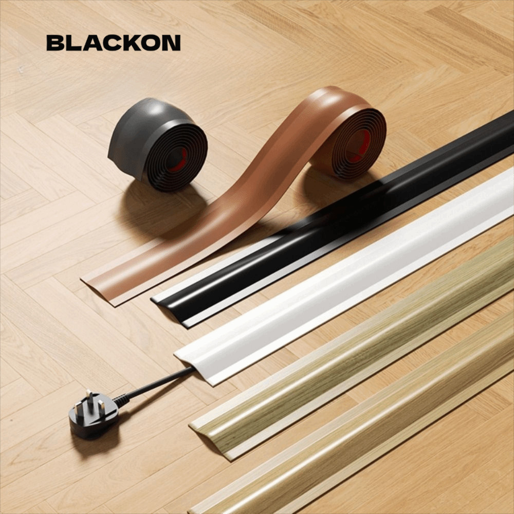 ฝาครอบสายไฟ BLACKON, ฝาครอบสายไฟ PVC แบบนุ่ม, ฝาครอบสายเคเบิลพื้นที่ทนทานแบบมีกาวในตัวคุณภาพสูงในร่ม