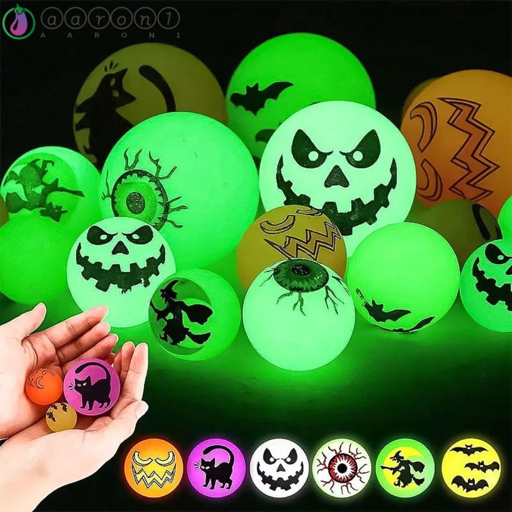 AARON1 10 ชิ้น/เซ็ตฮาโลวีน Bouncy Balls, Glow-in-the-Dark 32 มม. Bouncy Eyeballs Luminous Bouncy Bal