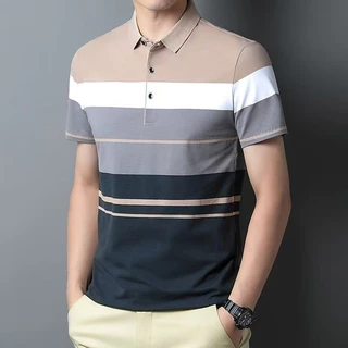 PROMAN เสื้อโปโลผู้ชาย สไตล์สำหรับพ่อวัยกลางและผู้สูงอายุ สีพื้น มีหลายสีให้เลือก ทรงหลวม แต่งลุคได้หลากหลาย