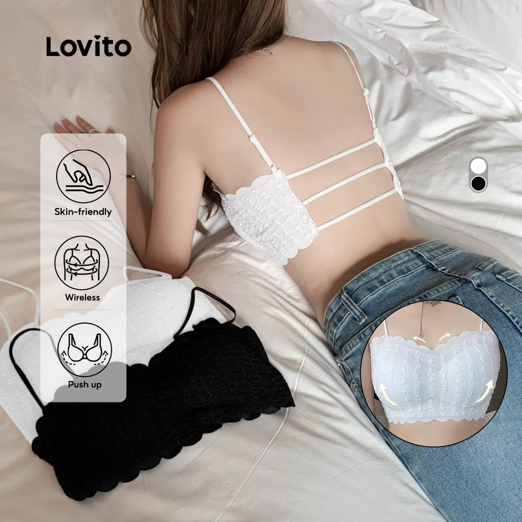 (NEW) Lovito บรากาเร็ตแบบลำลองที่เป็นมิตรกับผิวหนังไร้สาย เพิ่มทรงให้ดูเต็มกล้าม สำหรับผู้หญิง LNE1132X019