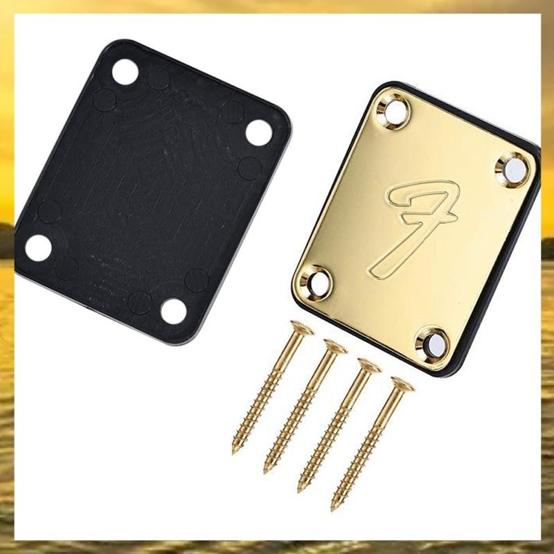 (PTL)1Set 70S 4-Bolt จานคอกีต้าร์พร้อมสกรูเสริมแผ่นหลังพลาสติกคอ (สีทอง)
