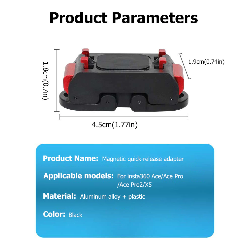 ปลดเร็ว เหมาะสําหรับ Insta360 X5/Ace Pro2/Ace/Ace Pro โลหะแม่เหล็ก Dual Mount 1/4 เกลียว Action กล้องอุปกรณ์เสริม thumbnail 9