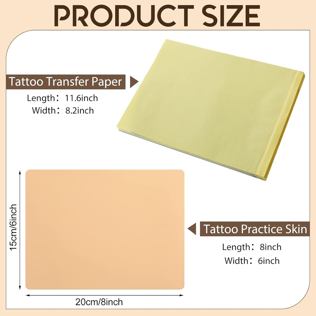 Panelee 80 ชิ้น Tattoo Practice ผิวกระดาษ Transfer 20 ชิ้นปลอมซิลิโคน Tattoo Skin 60 ชิ้น Tattoo Ste