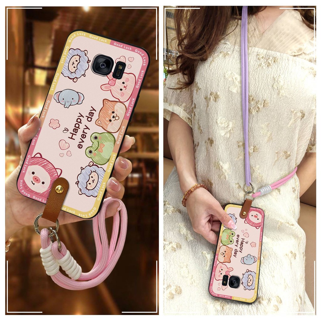 รุ่น Q Diagonal Samsung S7 Edge/G9350 เคสโทรศัพท์ Simple สายรัดข้อมือสองสีเยาวชนการ์ตูน Texture Lany