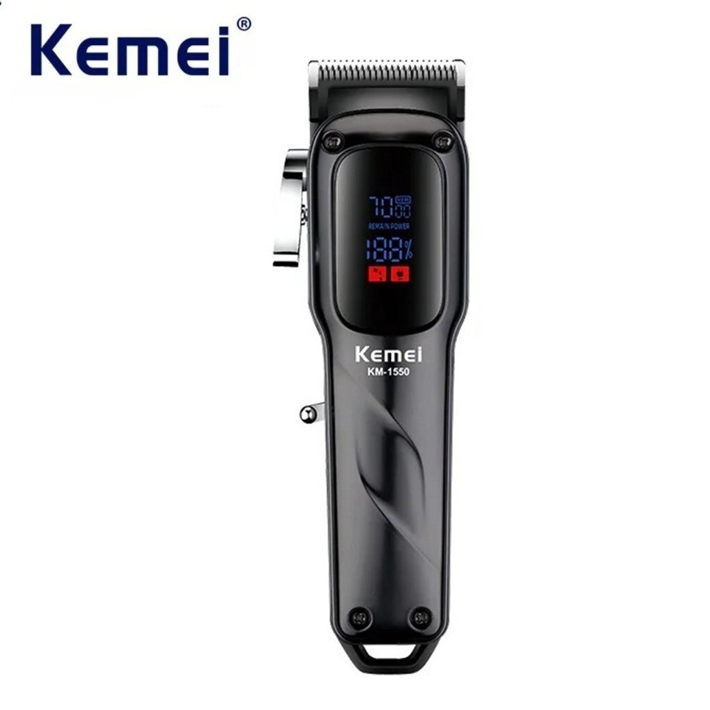 Kemei KM1550 Professional Hair Clipper สําหรับผู้ชายจอแสดงผล LED เสียงรบกวนต่ําอินเทอร์เฟซ USB เครื่