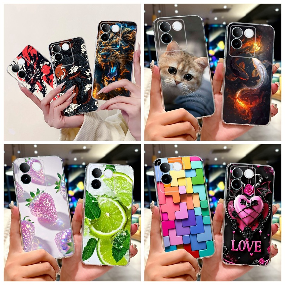 สําหรับVivo S17e V2285AสําหรับVivo T2 Pro 5Gน่ารักการ์ตูนแมวมังกรซิลิโคนนุ่มปกหลังสําหรับVivo iQOO Z