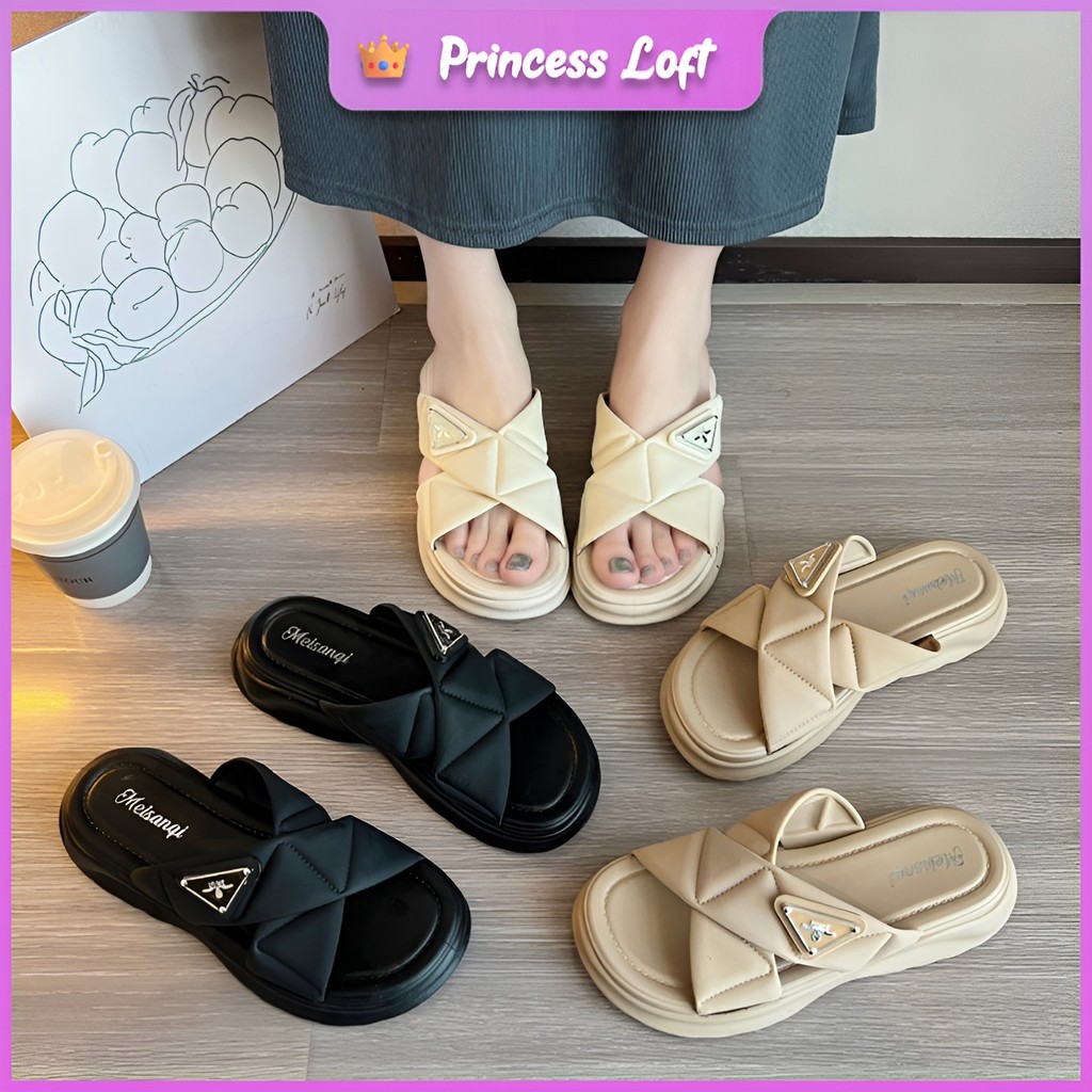 9709 Margo รองเท้าแตะผู้หญิงหนา Kasut Wanita Casual Wedges Flip Flops