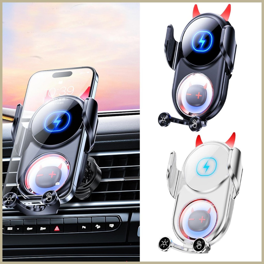 Wireless Car Charger Mount Rotatable Devil Phone Holder Auto Decorative Phone Mount Anti-Shaking Pho