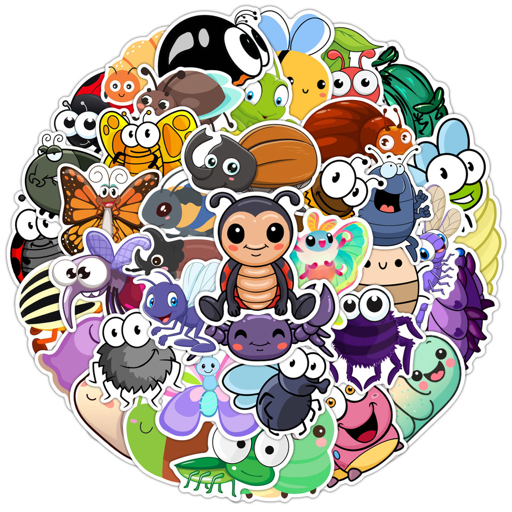 Stickers สัตว์น่ารัก กันน้ำ แพ็ค 50 ชิ้น ไม่ซ้ำ สำหรับโทรศัพท์/แล็ปท็อป/กระเป๋า/ไมโครสปอร์ต/โน๊ตบุ๊ค