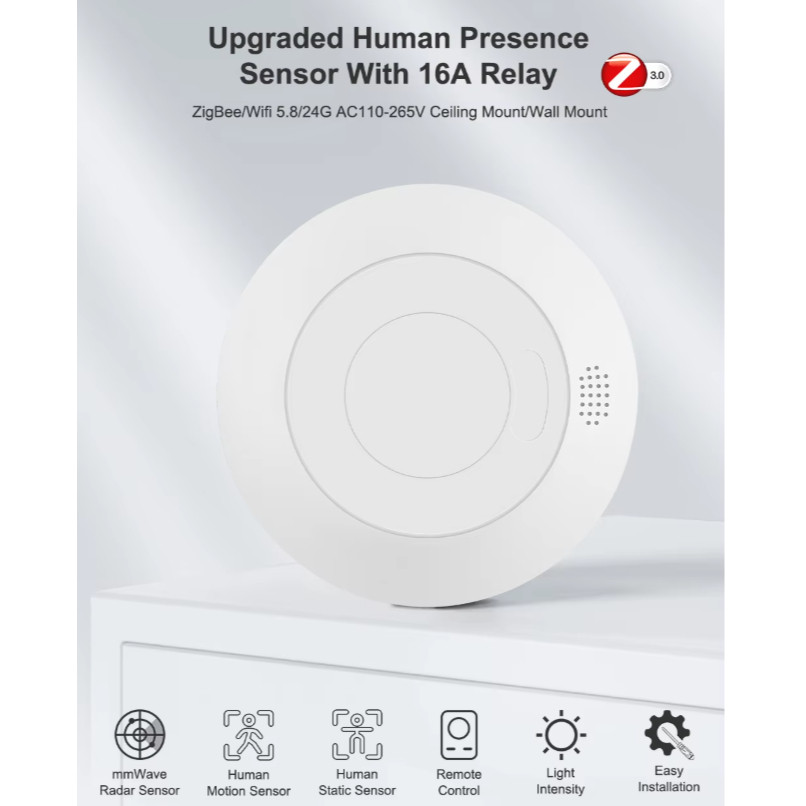 Human MmWave Radar Presence Sensor 5.8G Tuya Motion Sensor Detector Light Sensing Relay สําหรับแสง