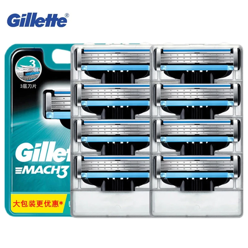 Gillette Mach3 โกนเติมสําหรับชาย 4/8 มีดโกนใบมีดเติม lumbrastrip 3 Layres ใบมีด Fast Cutting Face Beard ตลับหมึก