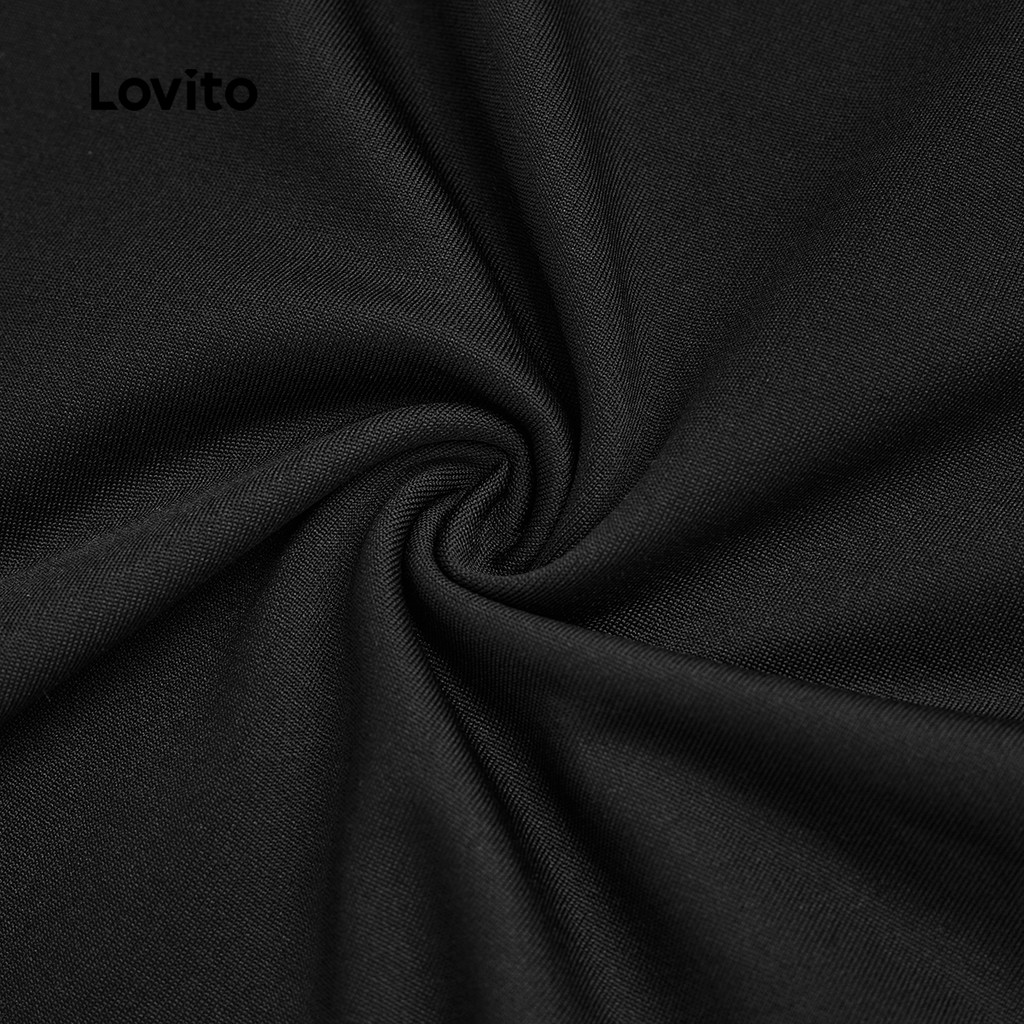 Lovito เสื้อกล้ามลําลอง เสื้อกล้ามสีดําฤดูร้อน/ฤดูใบไม้ผลิพื้นฐานสําหรับผู้หญิง L134LD140 - รูปที่ 4
