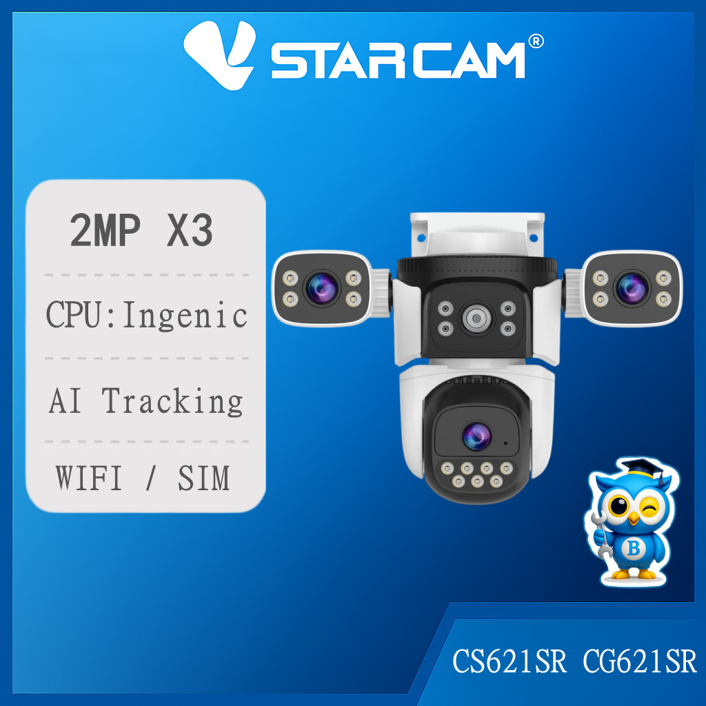 Vstarcam CS621SR CG621SR เลนส์ 3 ตัว 2.0MP X3 กล้องวงจรปิดไร้สาย กล้องนอกบ้าน มีAI+ สัญญาณเตือน