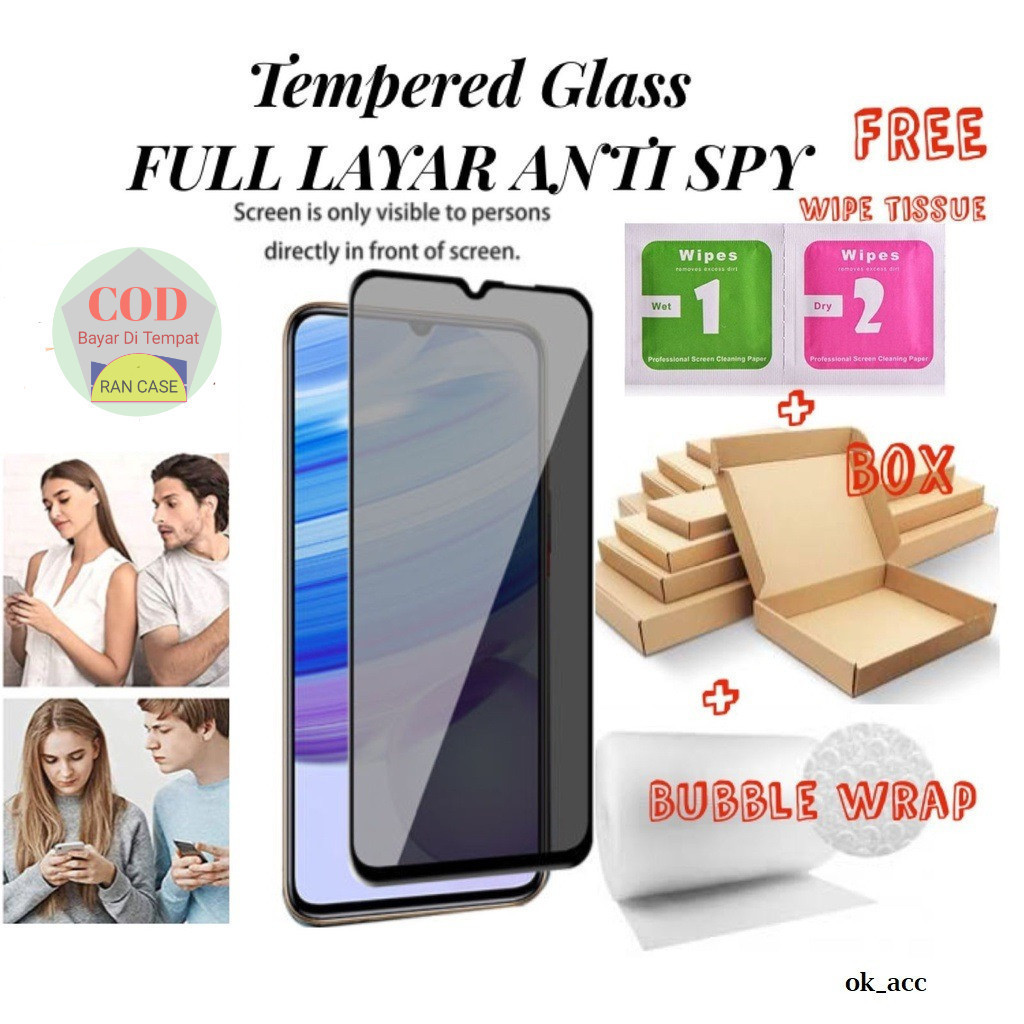 LAYAR VIVO Y30 (1938) TEMPERED GLASS ANTI-SCRATCH GLASS ANTI-SPY PRIVACY FULL SCREEN PROTECTOR ANTI-
