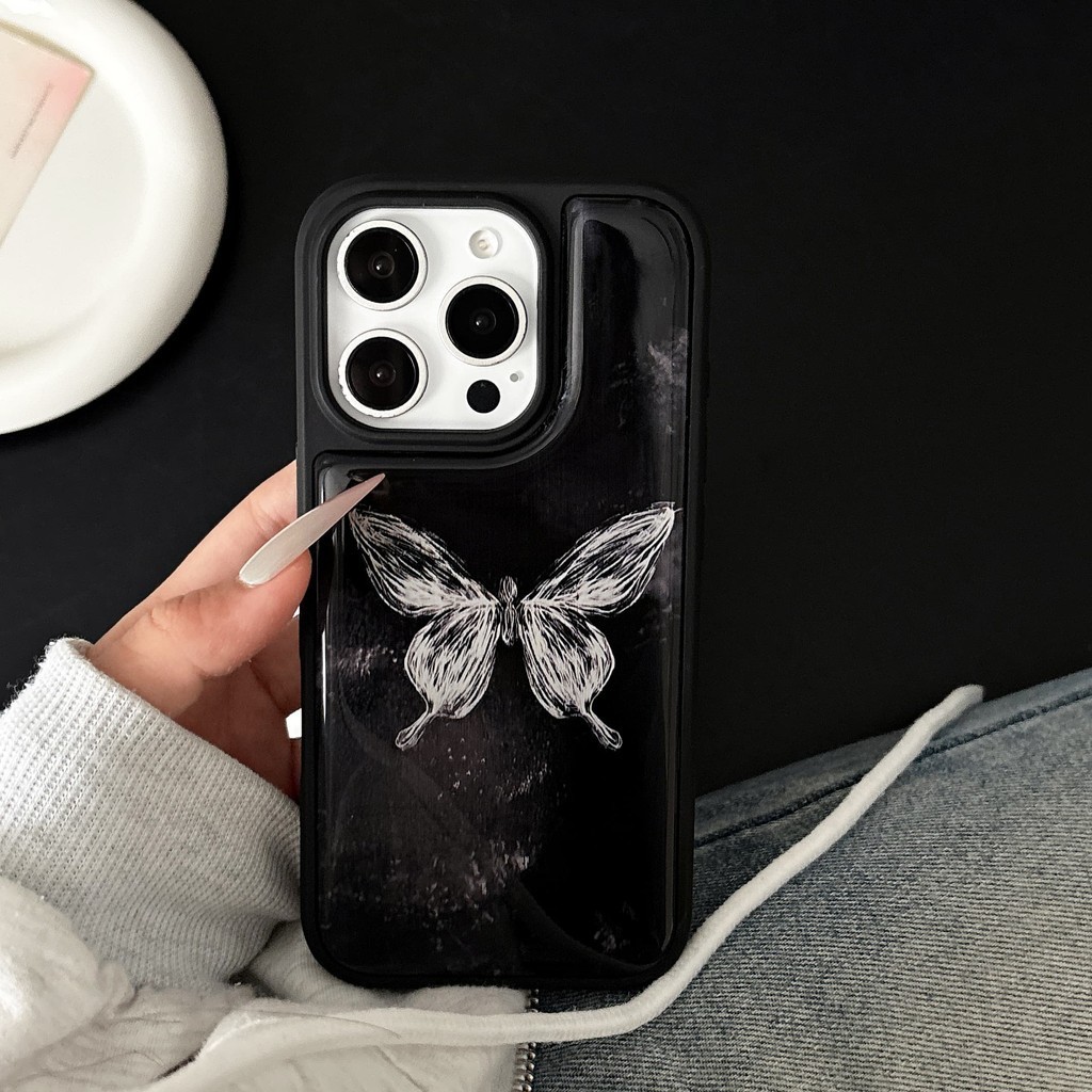 ผีเสื้อสีดําเคสโทรศัพท์ Drop-Resistant เคสโทรศัพท์สําหรับ iPhone 16 Promax 15 Promax 11 12 13 14plus 15plus 16e 16plus 16pro 15pro