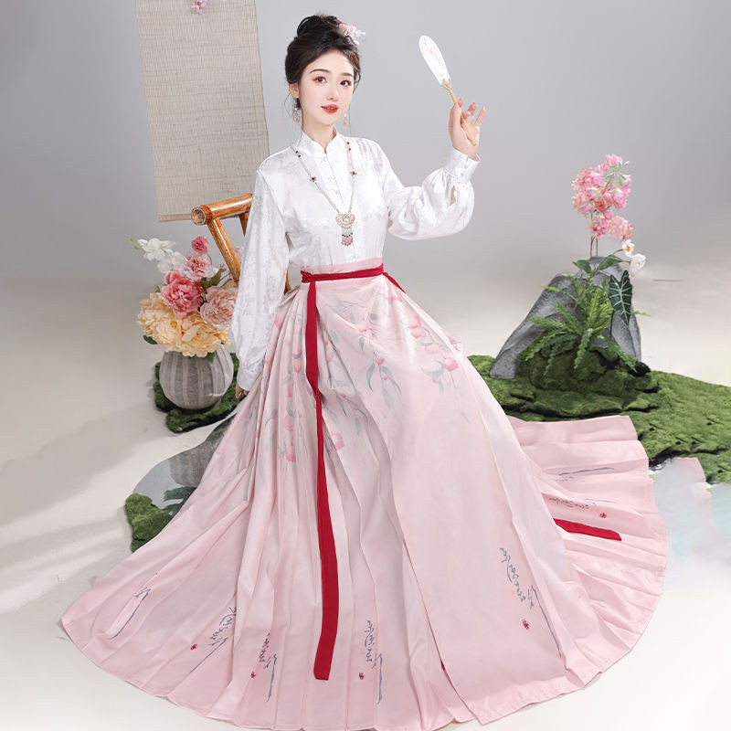 Nanshan Tang Original Hanfu หญิงโลกด้านนอก Taoyuan Ming ทําสไตล์จีนกระโปรงหน้าม้าพร็อพทุกวันชุดจีนให