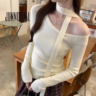 เสื้อยืดแขนยาวแฟชั่นใหม่สำหรับผู้หญิง สีทึบ สไตล์ยุคใหม่