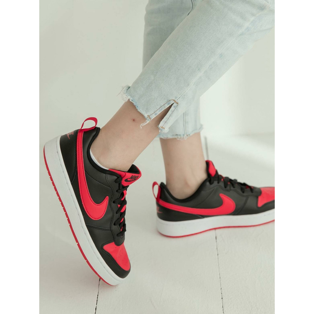 รองเท้าผ้าใบลําลอง Nike Court Borough Low 2 สีดำและแดง BQ5448-007