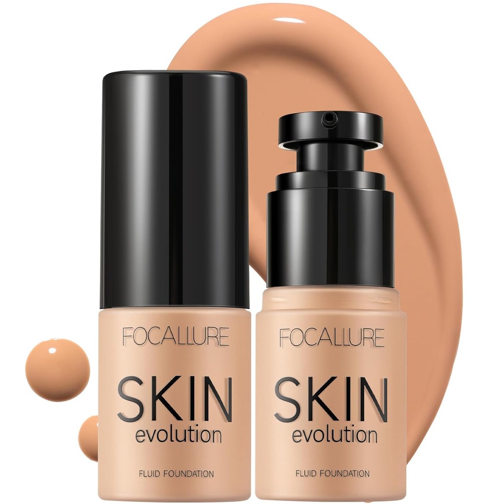 FOCALLURE 2 ชิ้น Liquid Foundation, Skin Evolution Foundation + คอนซีลเลอร์, Full Coverage Foundatio
