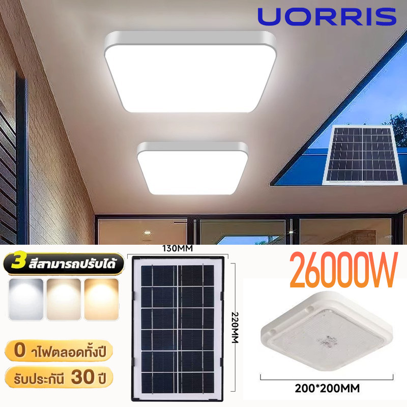 UORRIS โคมไฟเพดาน โคมไฟติดเพดาน ไฟโซล่าเซลล์ ไฟติดห้องนอน ไฟวงกลม ไฟสปอร์ตไลท์ Solar Light LED ไฟโซล่าเซลล์ IP67