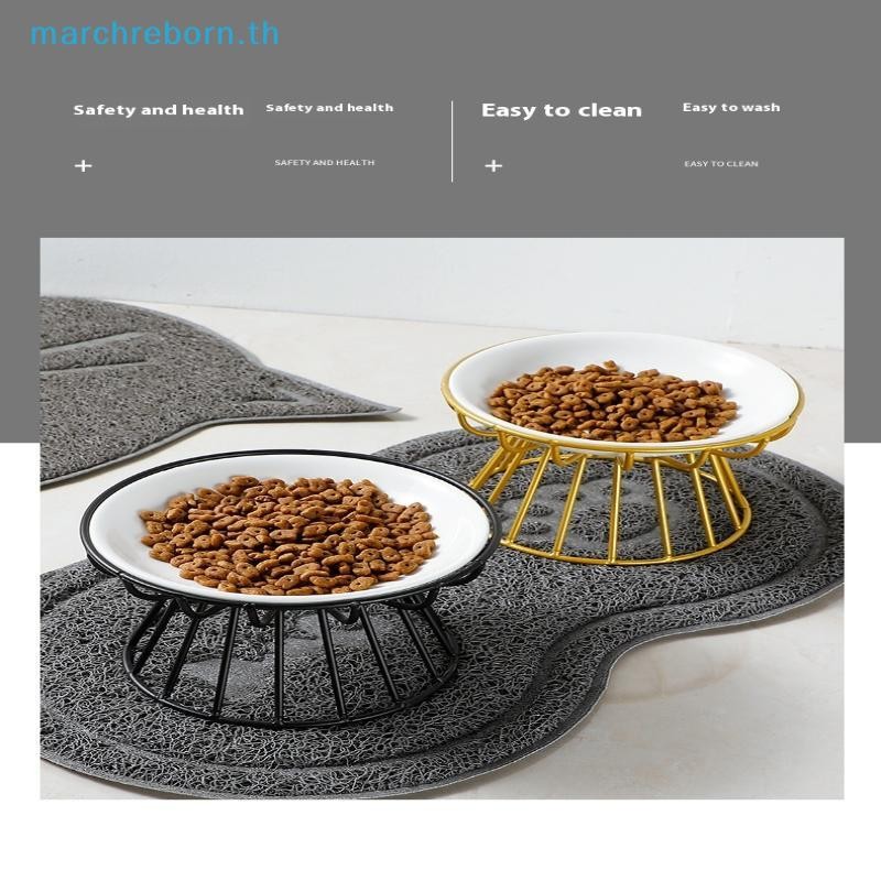 # Marchreborn.th # เซรามิคยกชามสัตว์เลี้ยงอาหารน้ําขนมสําหรับแมวและสุนัขยืนชามสุนัขอุปกรณ์ให้อาหารกลางแจ้งอุปกรณ์ดื่ม. - รูปที่ 5