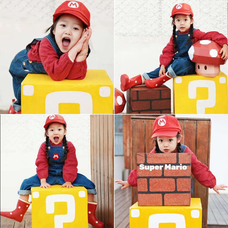 เครื่องแต่งกายฮัลโลวีนMarioสำหรับเด็ก ขนาดหลวม เหมาะสำหรับนักเรียนประถม และคอสเพลย์ซูเปอร์มาริโอ