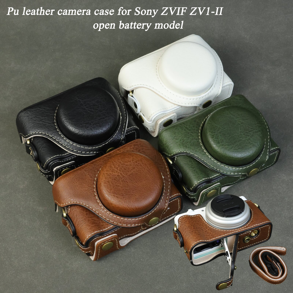 หรูหรา ZV1F Pu หนังกล้องสําหรับ Sony ZV1 Mark II ZV-1 II ZV1 2 ZV1F พร้อมสายคล้องไหล่เปิดแบตเตอรี่รุ