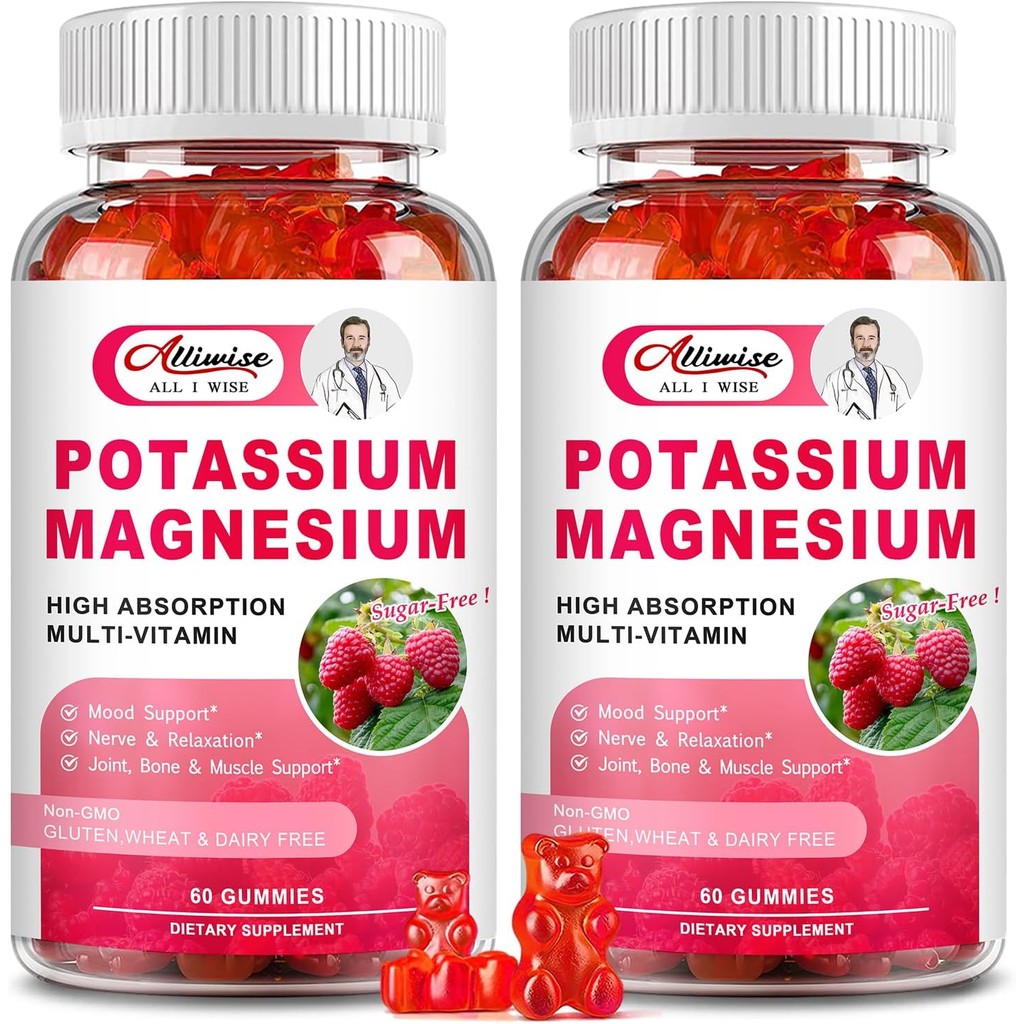 โพแทสเซียมแมกนีเซียมอาหารเสริม Gummies พร้อมโพแทสเซียมซิเตรต & Magnesium Glycinate สําหรับ Bone & Mu