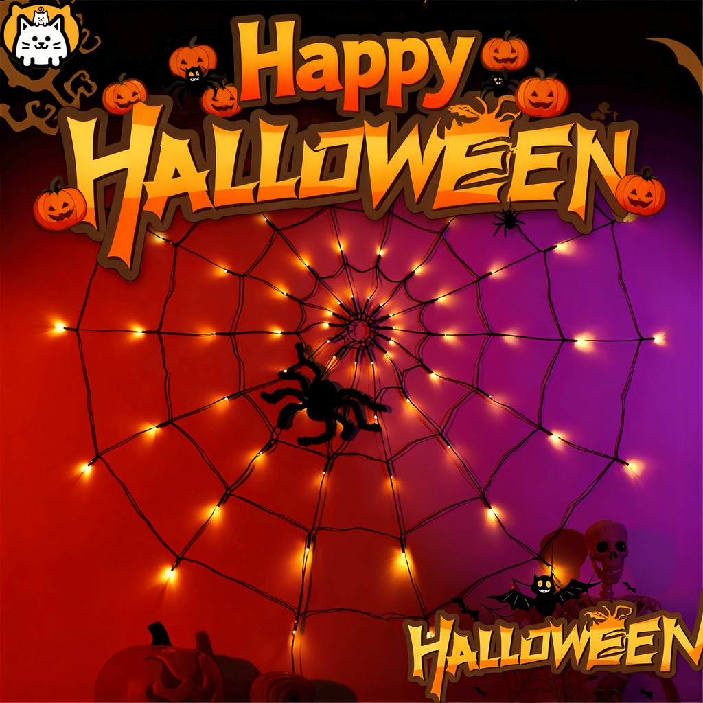 🕷️จัดส่งวันถัดไป🕸️ฮาโลวีนแมงมุมเว็บโคมไฟบ้านเทศกาลตกแต่งสยองขวัญโคมไฟฟักทองคอสเพลย์ผีเทศกาลตกแต่ง