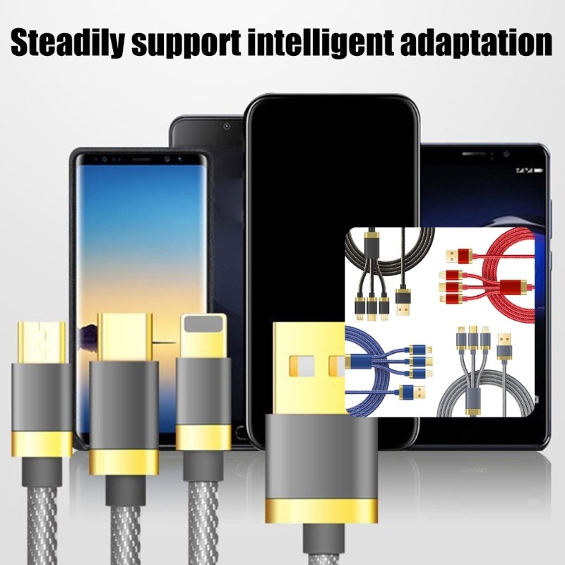 Doublebuy 3 Head Fast Charging Cord Denims Braided Design Rapid Power Delivery โซลูชั่นการชาร์จอุปกร