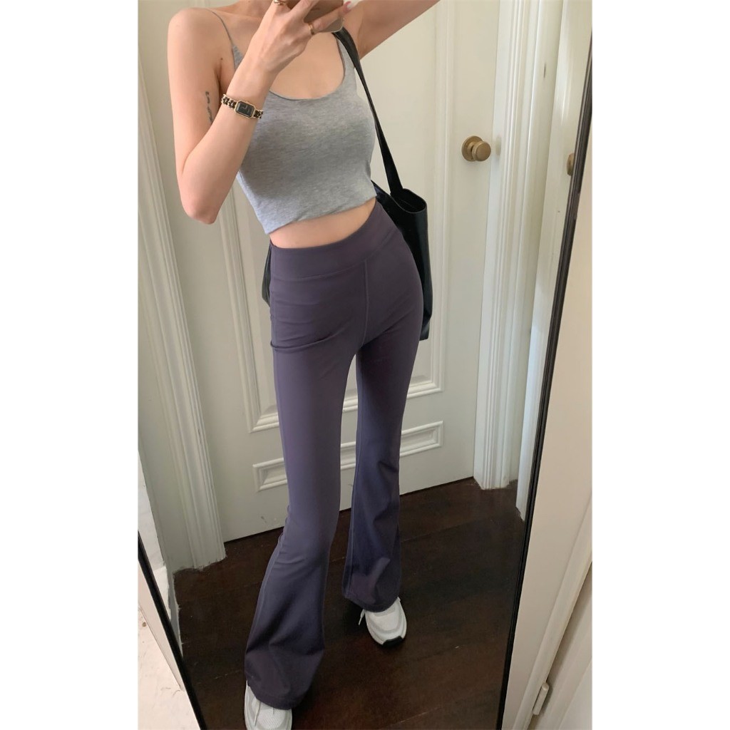 Hotgirl พร้อมส่งจากกทม กางเกงลำลองทรงสกินนี่ยืดเอวสูง โยคะก้นยกกางเกงกระชับสัดส่วนย้อนยุคบางเฉียบบานเล็กน้อย - รูปที่ 4