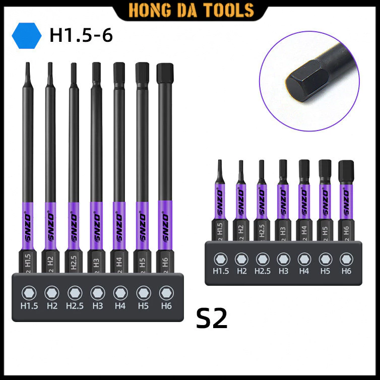 7 ชิ้น ชุดดอกไขควงหกเหลี่ยม S2 H1.5-H6 หัว 1/4" ยาว แม่เหล็กแรง ป้องกันลื่น สำหรับสว่านไฟฟ้า ไขควงไฟฟ้า และประแจลม
